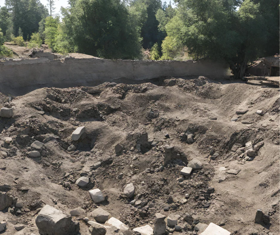 Excavated clean fill and soil piles at a Winnipeg landscaping site