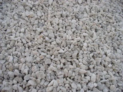Close-up of clean crushed limestone gravel