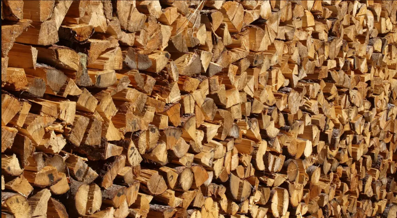 Stacked split firewood ready for use