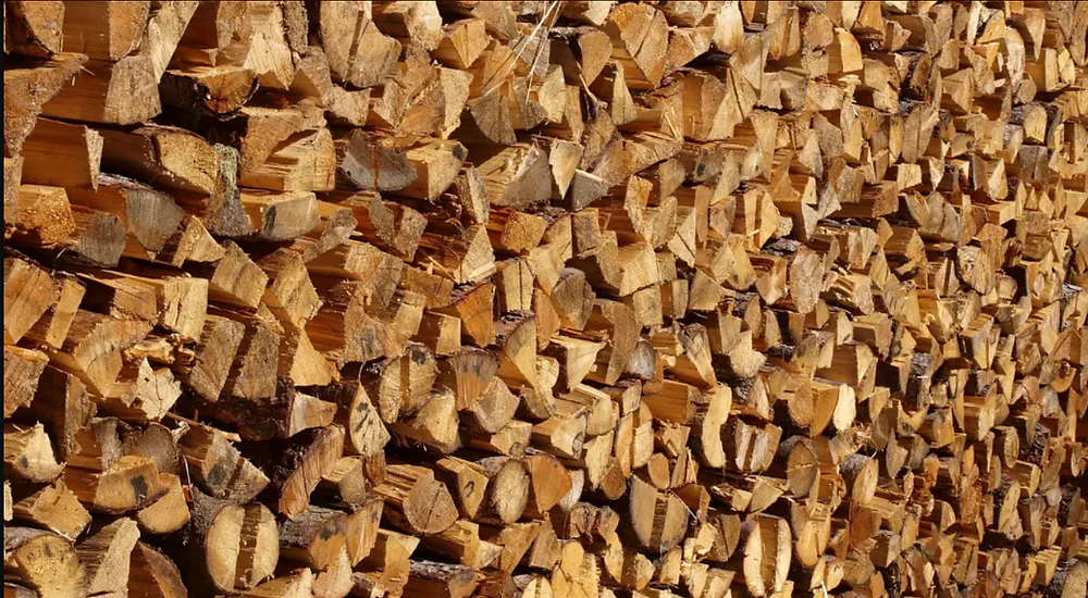 Stacked split firewood ready for use