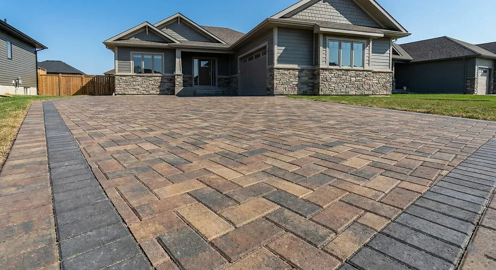 Interlocking paving stone driveway at a Winnipeg home