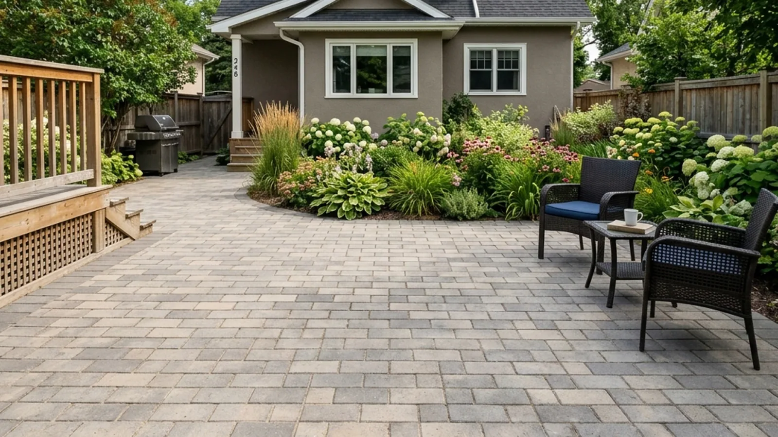 Completed polymeric sand joints on Winnipeg interlocking paver patio after curing showing clean sealed joints and stable paver surface