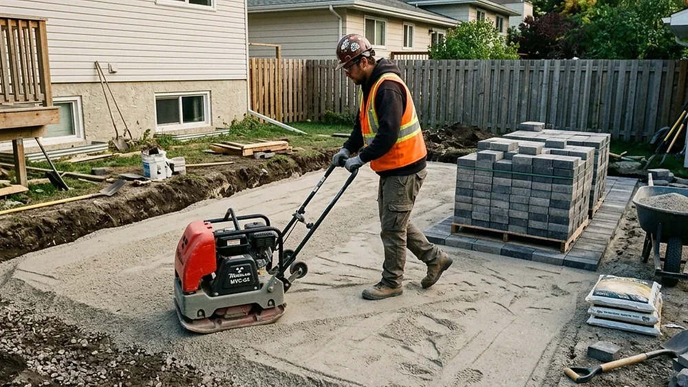 Screenings stone dust Winnipeg paver base compaction interlocking patio sub-base material Ditchfield Supplies