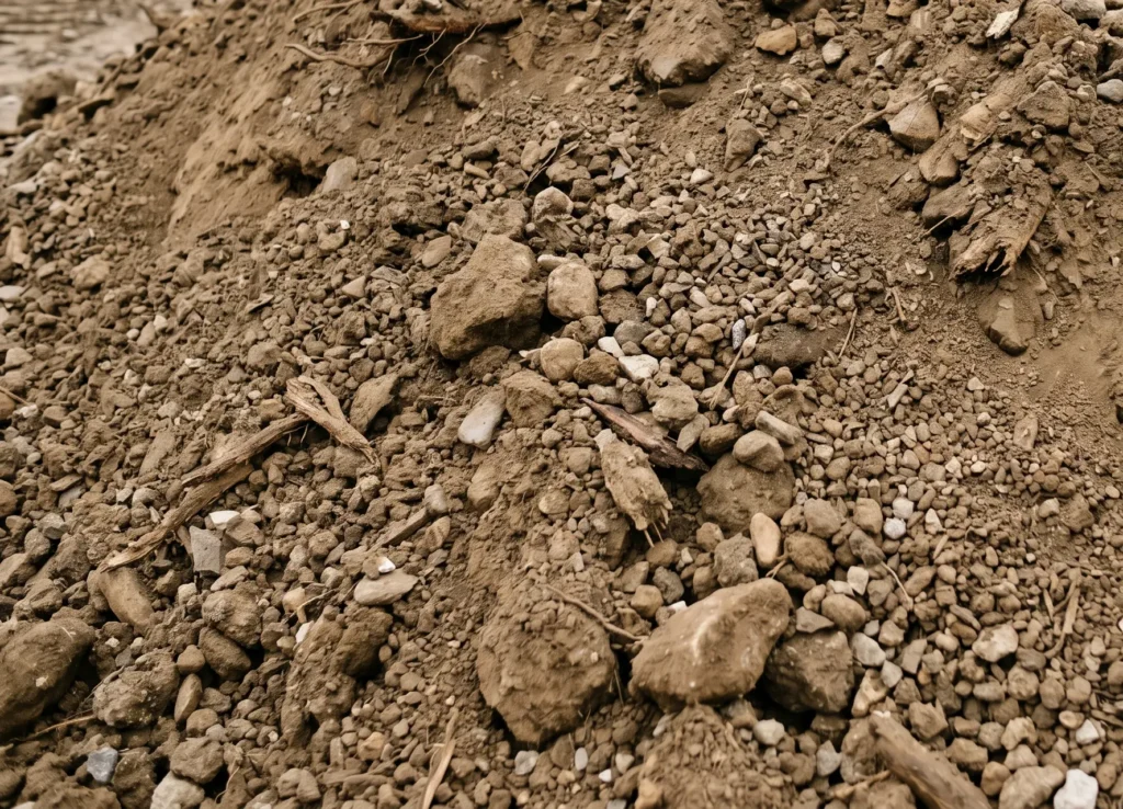 Close-up of bulk soil material