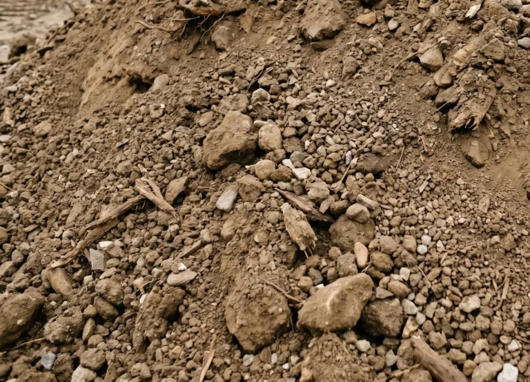 Close-up of bulk soil material