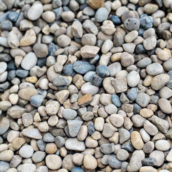 Natural multi-colored pea gravel for landscaping, pathways, and garden design
