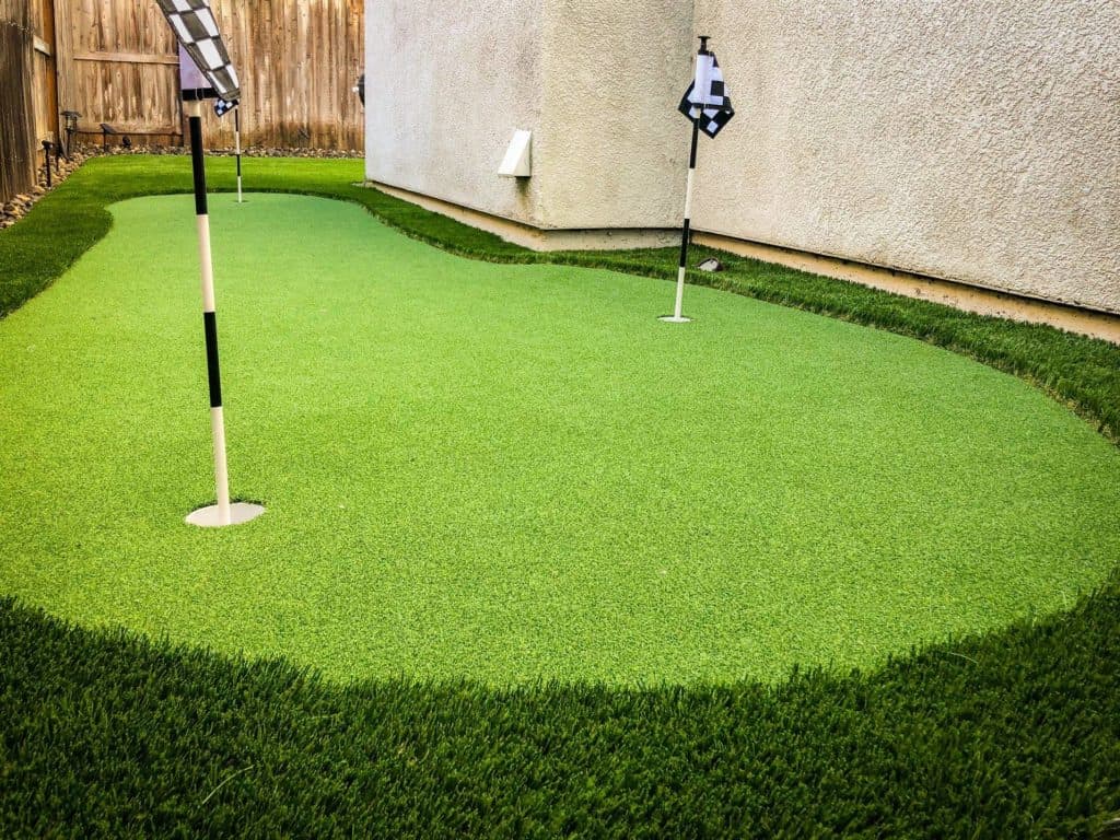 Putting green turf in the back yard