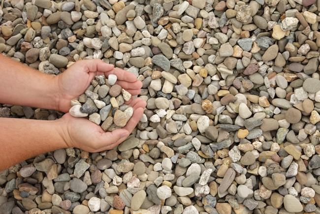 Close-up of mixed rounded riverstone