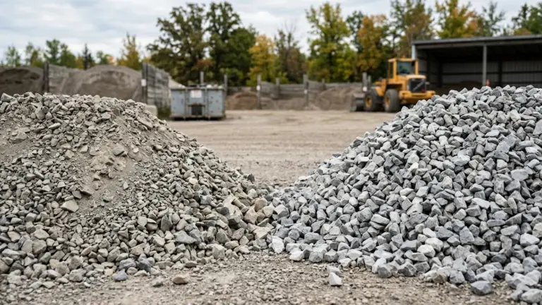 Crushed limestone with fines beside washed clear stone for a Winnipeg project comparison
