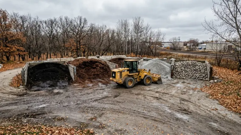Fall landscape materials including soil mulch and aggregate at Ditchfield Soils in Winnipeg